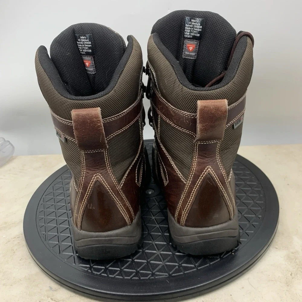 LL Bean Boots Men Size 10 Shoes Brown Black Leather Tall Winter Snow Tek 2.5‎